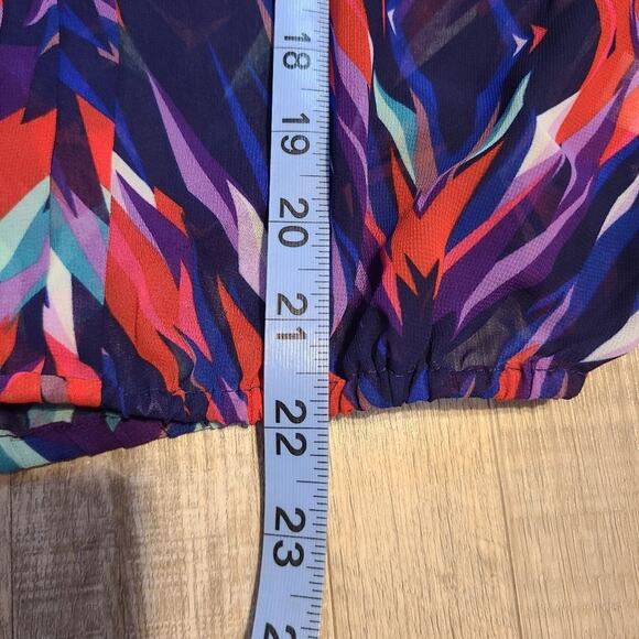 Ana medium petite womens abstract sheer blouse - Picture 10 of 10